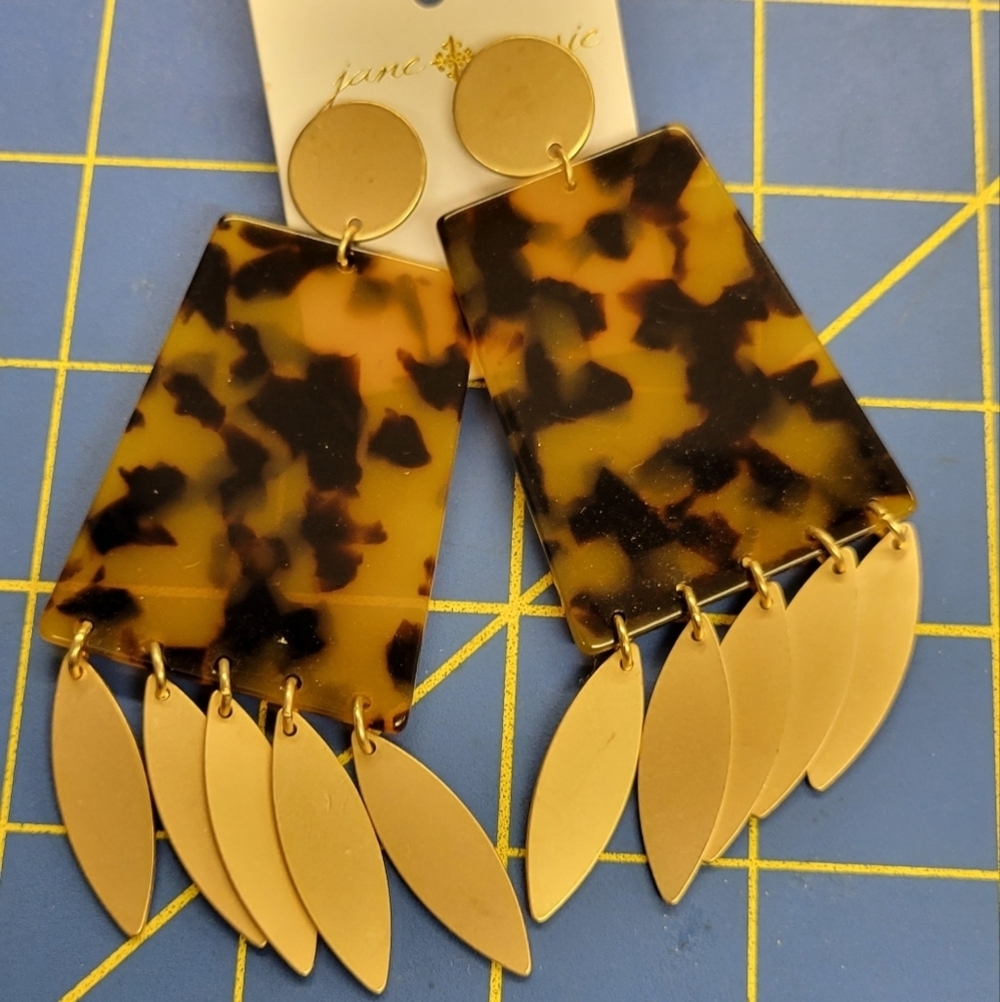 Leopard & Gold Tone 4" Dangle Earrings